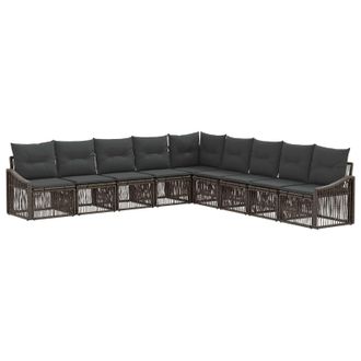 vidaXL Conjunto De Sof&aacute;s De Jard&iacute;n 9 Pcs Gris Rat&aacute;n Sint&eacute;tico Vidaxl
