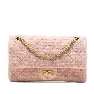 Chanel Pre-owned Womens Quilted Tweed Reissue 2.55 Double Flap 225 - Light Pink Textile - One Size