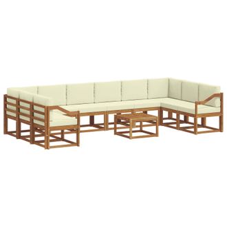 vidaXL Conjunto De Sof&aacute;s De Exterior 11 Uds. Natural Y Crema Vidaxl