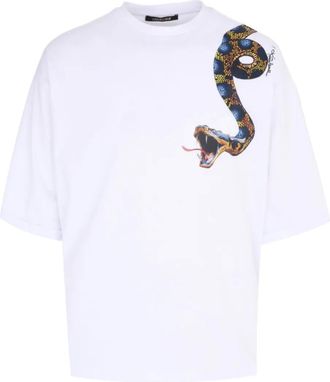 Roberto Cavalli T-shirt con stampa serpente - Bianco