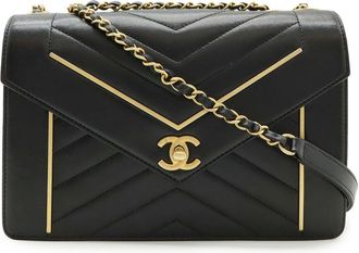 Chanel Lambskin Chevron Chain Shoulder Bag