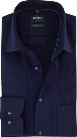 Olymp Overhemd Olymp donkerblauw strijkvrij