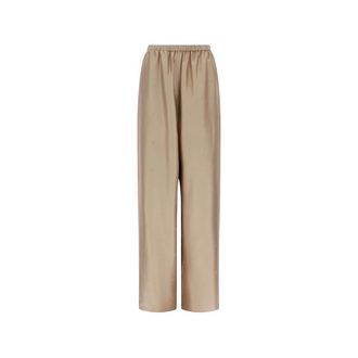 Ferragamo Wide Trousers, female, Beige, Size: M Jacquard Silk Twill Trouser