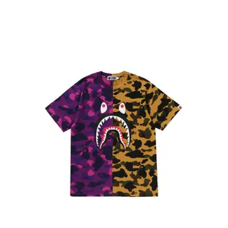 A Bathing Ape Split Camo Shark Cotton T-shirt
