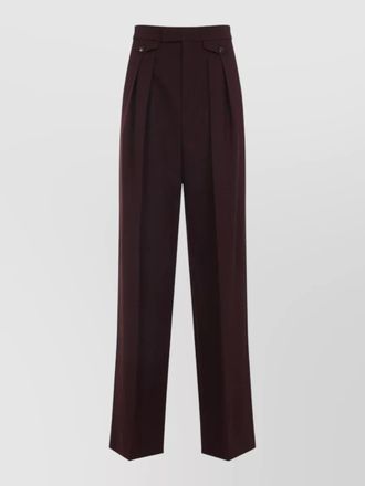 Chlo&eacute; virgin wool high-rise pleated wide-leg trousers