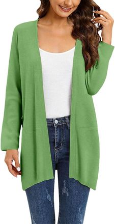 Generic Womens White Cardigan Long Sleeve Soft Long Cardigans for Women UK Plus Size Women Cardigans Lightweight Womens Clothes Waterfall Cardigan Size 16