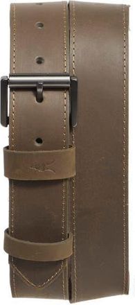 AllSaints Waxy Leather Belt in Log Brown /Gunmetal at Nordstrom Rack, Size 32