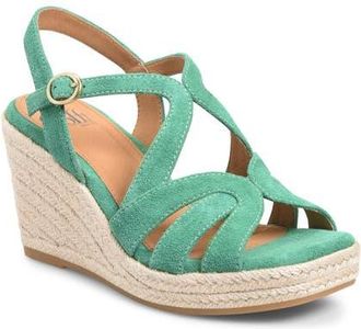 S&ouml;fft Norma Slingback Espadrille Platform Wedge Sandal in Emerald at Nordstrom, Size 7.5