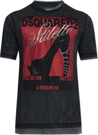 Dsquared2 T-shirt met logo - Heren - T-shirts - Grijs - M - Katoen - Tops