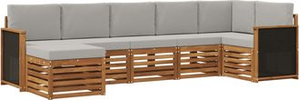 vidaXL Conjunto De Sof&aacute;s De Exterior 6 Uds. Natural Y Gris Claro Vidaxl
