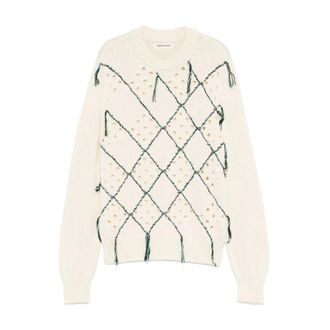 Namacheko Beige Diamantpatroon Trui - Heren - Ronde hals truien - Beige - L - Truien & Vesten