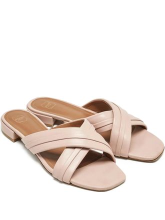 Malone Souliers leather crossover flat sandals - women - Calf Leather/Calf Leather/Calf Leather - 41 - Pink