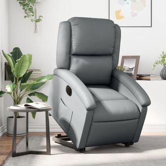 vidaXL Poltrona Alzapersona Reclinabile Grigio In Similpelle - Vidaxl