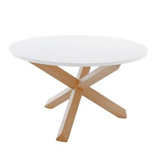 Oresteluchetta Mesa redonda efecto madera lacada en blanco cm. Alto 75 x &oslash; 120