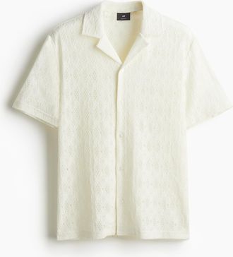 H&M Freizeithemd aus Spitze in Regular Fit - White