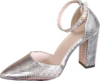 Generic Elegant Pointed Toe Strappy Heel Wedding Party Formal Dress, silver, 2/2.5 UK