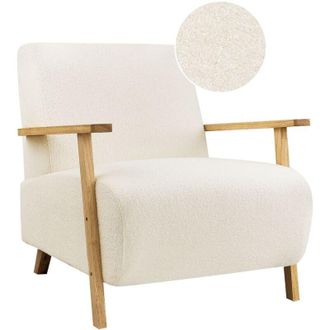 Beliani Poltrona moderna retr&ograve; con braccioli Beige chiaro Boucle Lesja
