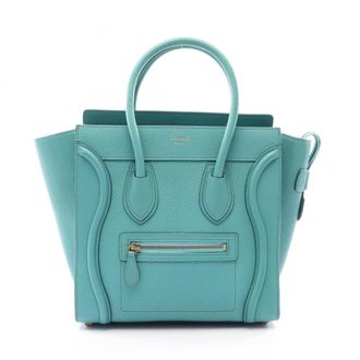 Celine Green Leather Handbag Tote Bag (Pre-Owned)