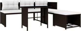 vidaXL Set De Muebles De Jard&iacute;n 4 Piezas Rat&aacute;n Sint&eacute;tico Marr&oacute;n Vidaxl