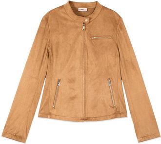 Oltre Jas met rits en mandarijnkraag - Dames - Zomerjassen - Beige - XS - Polyester - Jassen