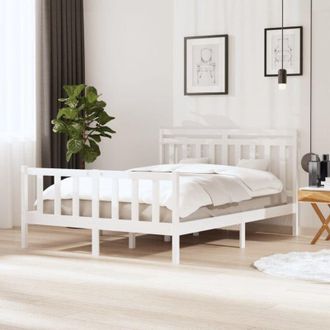 vidaXL Bed Frame without Mattress White King Size Solid Wood vidaXL