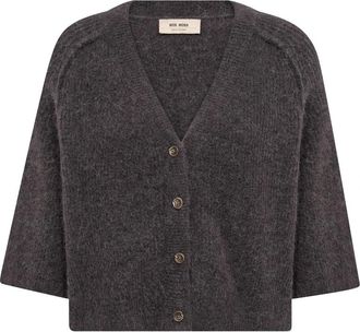 Mos Mosh MMThora Lizet Knit Cardigan - Dames - Vesten - Bruin - XS - Wol - Truien & Vesten