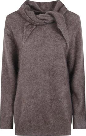 P.A.R.O.S.H. Mohair Blend Sweater - Dames - Ronde hals truien - Bruin - S - Wol - Truien & Vesten