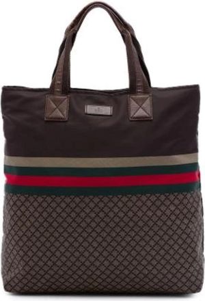 Gucci Pre-owned Printed Nylon Tote Bag - unisex - Vintage Shopper - Bruin - ONE Size - Nylon - Vintage