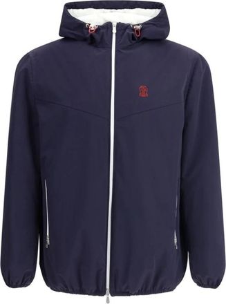 Brunello Cucinelli Waterdichte Hoodie met gewatteerd ontwerp - Heren - Zomerjassen - Blauw - XL - Jassen