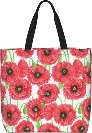 Generic Women Handbag Poppies Pattern Women Beach Bag Lightweight Reusable Beach Travel Bags, For Holiday, Birthday, Swim, Wedding, Christmas