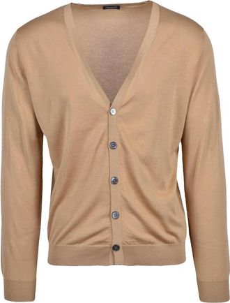 Drumohr Cotton V-Neck Cardigan - Beige