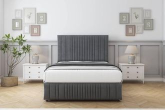 Comfort Beds The Foxy Coniston Divan Set 4 Drawers-54 Headboard-Footboard in Dark Grey | Size: Super King