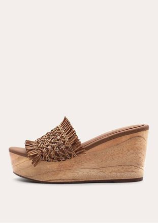 Kaanas Womens Woven Strap Wedges In Coffee
