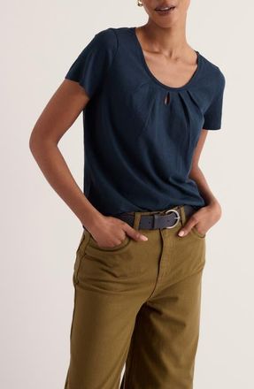 Seasalt Cornwall Appletree Keyhole Organic Cotton T-Shirt in Maritime at Nordstrom, Size 10