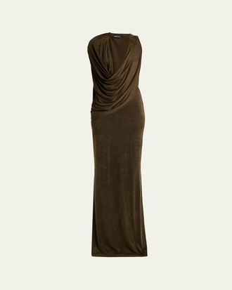 Tom Ford Plunging Cowl-Neck Sleeveless Maxi Dress