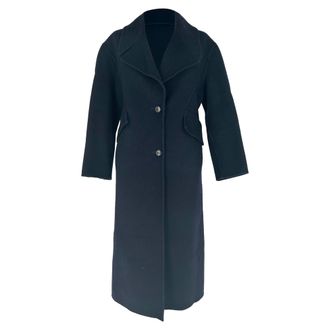 BA&SH Ba & Sh Single-Breasted Coat in Navy Blue Wool
