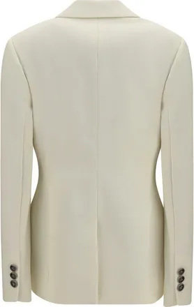 Versace Embroidered Lapel Wool Blazer - Beige