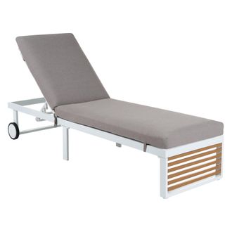 Beliani Tumbona Reclinable De Jard&iacute;n De Aluminio Con Coj&iacute;n Y Ruedas Exterior Gris Verdello