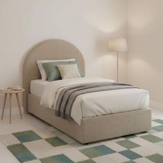 Dmora Dmora - Cama Individual Dcolpan, Cama Contenedor Con Revestimiento De Tela, 100% Made In Italy, Apertura Frontal, Con Colch&oacute;n 80x190 Cm Incluido, T&oacute;rt