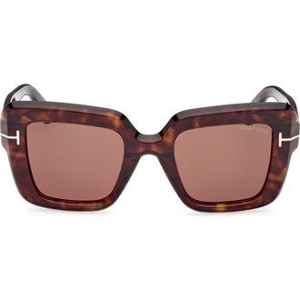 Tom Ford Esme 50mm Square Sunglasses in Shiny Classic Havana /Brown at Nordstrom Rack