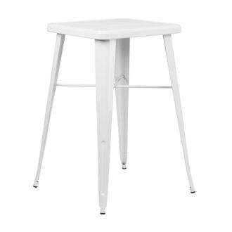 Flash Furniture Commercial Grade 23.75 Square White Metal Indoor-Outdoor Bar Height Table
