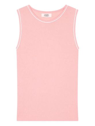 STUDIO TOMBOY Gebreide tanktop met geribbelde afwerking - Roze