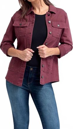 1822 Denim Classic Utility Jacket In Wine