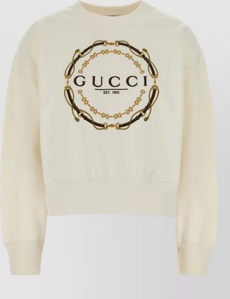 Gucci cotton crew neck sweatshirt ribbed trims