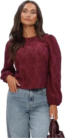 Object Object, Overhemden, Dames, Rood, 2Xl, Katoen, Objmya RE L/S TOP Noos