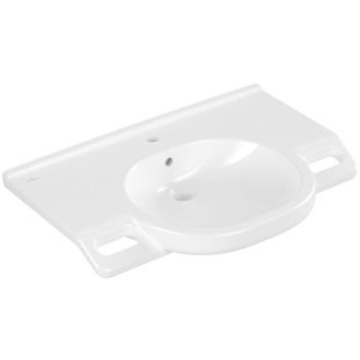 Villeroy & Boch O.novo Vita, Lavabos Suspendidos, 800 X 550 Mm, Ovalado, Para Grifer&iacute;a De 3 Orificios, Orificio Central Perforado, Con Rebosadero, Porcel&aacute;nico Sanitar