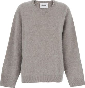 Goat Grey Sweater With Round Neck And Brushed Effect In Cashmere Woman