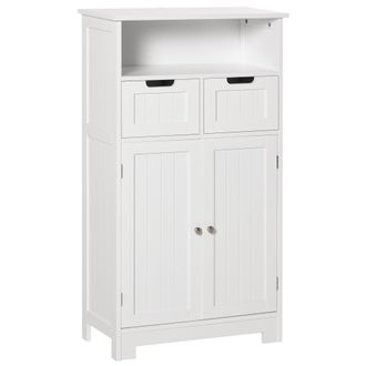 Kleankin Mueble De Ba&ntilde;o, Unidad De Almacenamiento Con 2 Cajones, Nicho, Armario Con Puerta, Estante Ajustable, Unidad De Almacenamiento Para Ba&ntilde;o, Cocina, Sala