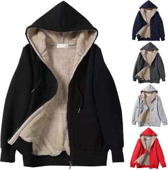 Generic winter jackets for women uk, Fleece Jacket Women, Womens Plus Size Velvet Full Zip Hooded Sweatshirt Jackets Winter Warm Cosy Soft Sherpa Lined Hoodie