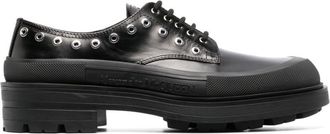 Alexander McQueen Black Black Tread Slick Leather Lace Up Shoes